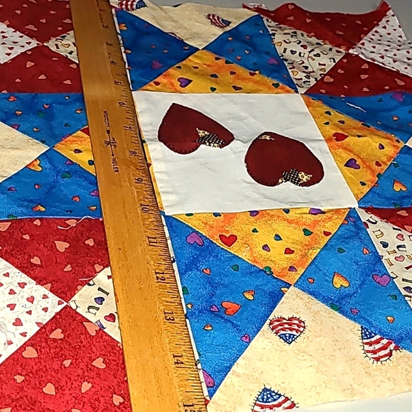 UnFinished HandMade Quilted Triangles & Squares HEARTS Quilting Sewing Cotton - Picture 12 of 15